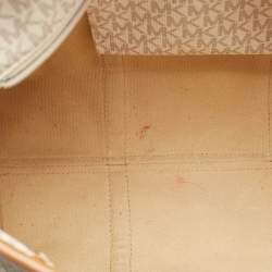 Michael Kors Brown/White Signature Coated Canvas and Leather Beck Tote