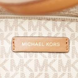 Michael Kors Brown/White Signature Coated Canvas and Leather Beck Tote