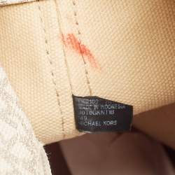 Michael Kors Brown/White Signature Coated Canvas and Leather Beck Tote