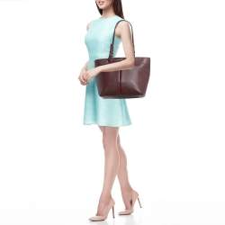 Pre Owned Michael Kors Burgundy Leather Bedford Tote