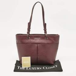 Pre Owned Michael Kors Burgundy Leather Bedford Tote