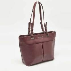Pre Owned Michael Kors Burgundy Leather Bedford Tote