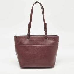 Pre Owned Michael Kors Burgundy Leather Bedford Tote