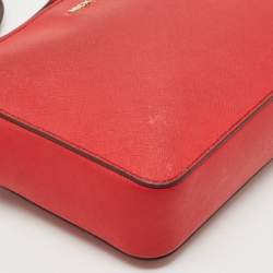Michael Kors Red Leather Jet Set Camera Crossbody Bag