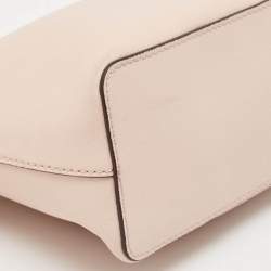 Pre Owned Michael Kors Light Pink Leather Jet Set Travel Dome Crossbody Bag