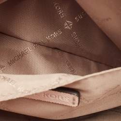 Pre Owned Michael Kors Light Pink Leather Jet Set Travel Dome Crossbody Bag