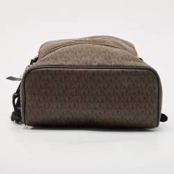 Michael Kors Brown Signature Coated Canvas and Leather Medium Rhea Backpack
