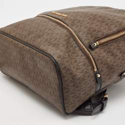 Michael Kors Brown Signature Coated Canvas and Leather Medium Rhea Backpack