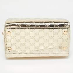 MICHAEL Michael Kors Gold Signature Laminated Leather and Leather Grayson Satchel