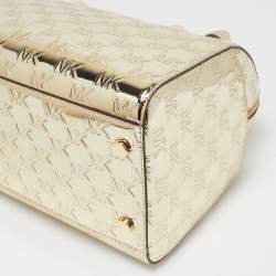 MICHAEL Michael Kors Gold Signature Laminated Leather and Leather Grayson Satchel