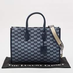 Pre Owned Michael Kors Blue Signature Denim Medium Mirella Tote