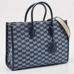 Pre Owned Michael Kors Blue Signature Denim Medium Mirella Tote
