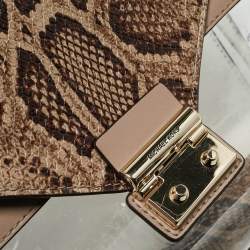 Michael Kors Beige Python Embossed Leather and PVC Sloan Top Handle Bag