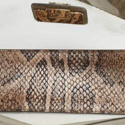 Michael Kors Beige Python Embossed Leather and PVC Sloan Top Handle Bag