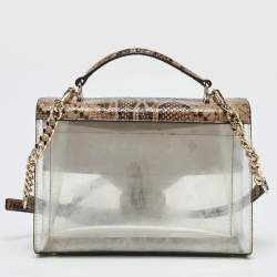 Michael Kors Beige Python Embossed Leather and PVC Sloan Top Handle Bag