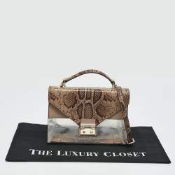 Michael Kors Beige Python Embossed Leather and PVC Sloan Top Handle Bag