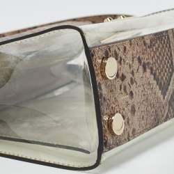 Michael Kors Beige Python Embossed Leather and PVC Sloan Top Handle Bag