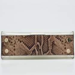 Michael Kors Beige Python Embossed Leather and PVC Sloan Top Handle Bag