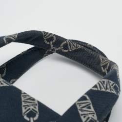 Pre Owned Michael Kors Navy Blue Logo Jacquard Canvas Large GIgi Tote