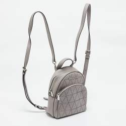 Michael Kors Grey Perforated Quilted Leather Mini Rhea Backpack
