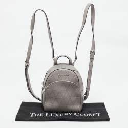 Michael Kors Grey Perforated Quilted Leather Mini Rhea Backpack
