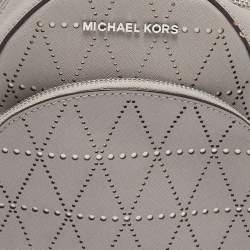 Michael Kors Grey Perforated Quilted Leather Mini Rhea Backpack