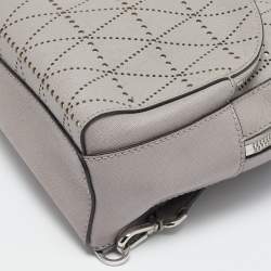 Michael Kors Grey Perforated Quilted Leather Mini Rhea Backpack