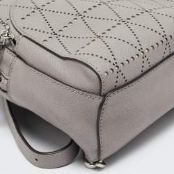 Michael Kors Grey Perforated Quilted Leather Mini Rhea Backpack