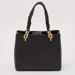 Pre Owned Michael Kors Black Leather Small Cynthia Tote