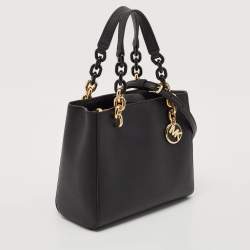 Pre Owned Michael Kors Black Leather Small Cynthia Tote