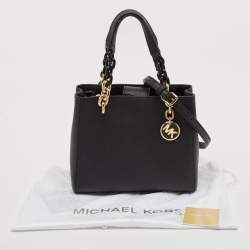 Pre Owned Michael Kors Black Leather Small Cynthia Tote