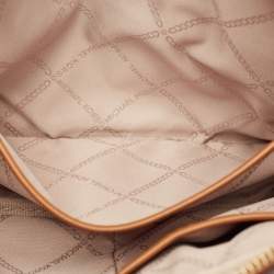 Michael Kors White/Brown Signature Coated Canvas Jet Set Travel Pouch