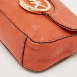 Pre Owned Michael Kors Orange Leather Fulton Crossbody Bag
