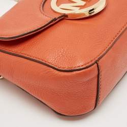 Pre Owned Michael Kors Orange Leather Fulton Crossbody Bag