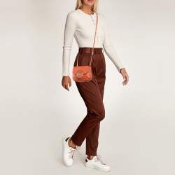 Pre Owned Michael Kors Orange Leather Fulton Crossbody Bag