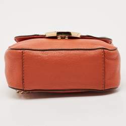 Pre Owned Michael Kors Orange Leather Fulton Crossbody Bag