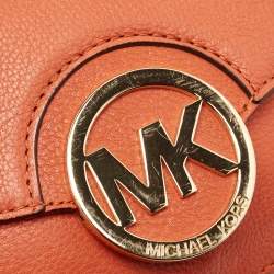 Pre Owned Michael Kors Orange Leather Fulton Crossbody Bag