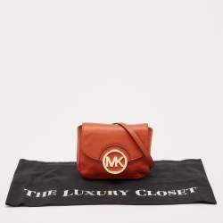 Pre Owned Michael Kors Orange Leather Fulton Crossbody Bag