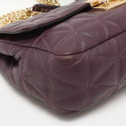 Micheal Kors Purple Leather Large Sloan Shoulder Bag