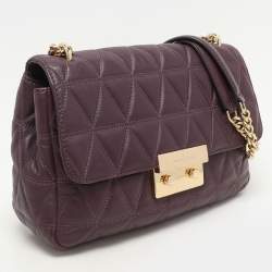 Micheal Kors Purple Leather Large Sloan Shoulder Bag