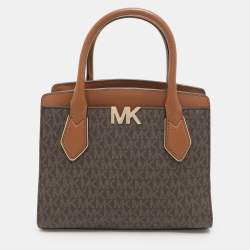 Michael Kors Brown Coated Canvas and Leather Medium Mott Tote
