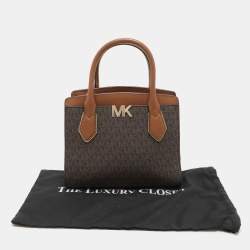 Michael Kors Brown Coated Canvas and Leather Medium Mott Tote