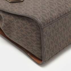 Michael Kors Brown Coated Canvas and Leather Medium Mott Tote
