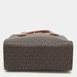 Michael Kors Brown Coated Canvas and Leather Medium Mott Tote