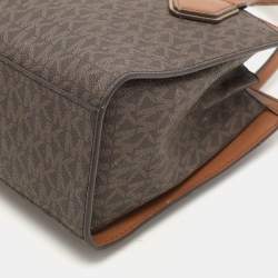 Michael Kors Brown Coated Canvas and Leather Medium Mott Tote