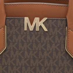 Michael Kors Brown Coated Canvas and Leather Medium Mott Tote