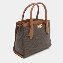 Michael Kors Brown Coated Canvas and Leather Medium Mott Tote