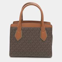 Michael Kors Brown Coated Canvas and Leather Medium Mott Tote