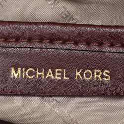 Pre Owned Michael Kors Burgundy/Brown Signature Coated Canvas and Leather Mott Crossbody Bag