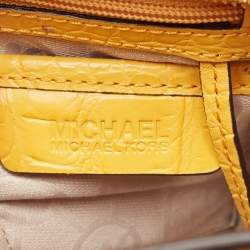Michael Kors Yellow Canvas and Croc Embossed Leather Colette Tote